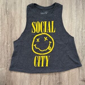 Gray and Yellow Graphic Tank Top